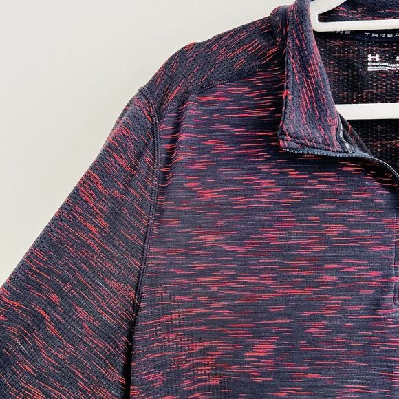 EUC Under Armour ThreadBorne Red & Black Seamless 1/4 Zip Long Sleeve - Picture 3 of 8